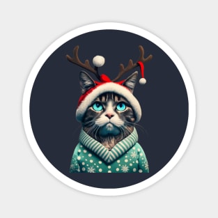 Grumpy Christmas Cat. Christmas Cat 2024 Magnet